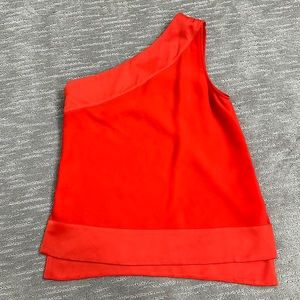One shoulder red top